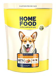 Сухий корм для собак середніх порід Home Food Healthy Skin and Shiny Coat з індичкою та лососем, 1,6 кг