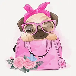 Полотно на картоні з контуром Rosa Start Песик в сумочці 20х20 бавовна акрил