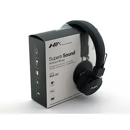 Бездротові навушники з оголов'ям чорні з MP3 плеєром Bluetooth NIA-X3 - мініатюра 2