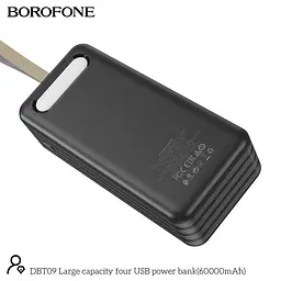 Портативний акумулятор BOROFONE DBT09 Large papacity four USB 60000mAh чорний - мініатюра 6