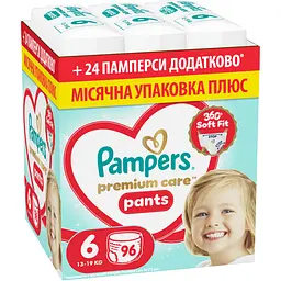 Уцінка. Підгузки-трусики Pampers Premium Care Pants Розмір 6 (13-19 кг) 96 шт. 