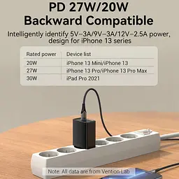 Зарядний пристрій Vention USB-C 30W PD3.0 QC4.0 PPS Black (FAIB0-EU) - мініатюра 4