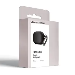 Силіконовий чохол для навушників Apple AirPods 3, Hang Case, чорний, ультратонкий захисний кейс товщиною 2 мм, захист від подряпин, пилу та ударів, компактний, з карабіном для кріплення, ArmorStandart (ARM60308) - мініатюра 8