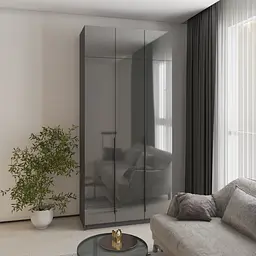 Шафа 3-дверна з антресоллю MebelStar Оскар Gloss BL-B, стандарт 120x52x260 см Антрацит/Антрацит (MBS-5418)