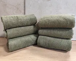 Набір турецьких махрових однотонних рушників Zeron 6 штук 50х90 Green щільність 500 г/м2 - мініатюра 2