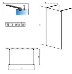 Душова перегородка Radaway Modo New Black I Frame 120 см профіль чорний 388124-54-58 - мініатюра 2
