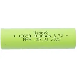Акумулятор Wimpex 18650 4000 mAh 3.7V Li-ion акумуляторна батарейка загального призначення батарея літій іонна Салатова