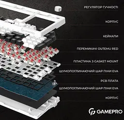 Механічна ігрова клавіатура GamePro GPMK-170 Outemu Red Switch Hot-Swap RGB Black - мініатюра 8