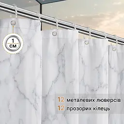Тканинна штора для ванної кімнати NOIR ELEGANCE, без кілець. Розмір 200х180см. - мініатюра 3