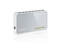 Комутатор TP-LINK TL-SF1008D, білий/сірий, 8-портовий, 10/100 Мбіт/с, некерований, пластиковий корпус