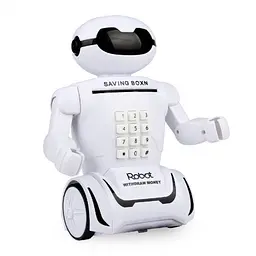 Дитяча скарбничка робот сейф з кодовим замком настільна лампа 3 в 1 Robot Piggy Bank білий - мініатюра 4