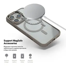 Чехол Apple iPhone 16 Pro, Unit MagSafe, серый, прозрачный, магсейф, ударопрочный, магнитный, панель-накладка с поддержкой MagSafe, с поддержкой беспроводной зарядки, TPU+PC, защита всего корпуса, ударопрочный, ArmorStandart (ARM78710) - мініатюра 4