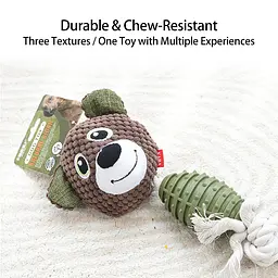 М'яка іграшка для собак Derby Bear Shape TPR + Rope Dog Toy - мініатюра 2