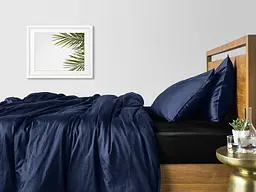 Комплект постільної білизни Cosas євро сатин DARK BLUE CS10 200 x 220 см (Сатин_Синий_ЧернаяП_200) - мініатюра 2