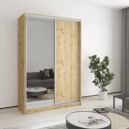 Шафа-купе дводверна MebelStar Стандарт AL ДСП/Дзеркало 140x60x210 см Дуб тахо (MBS-3472)