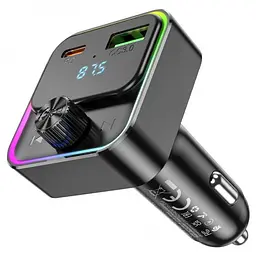 Автомобільний FM-трансмітер модулятор Bluetooth MP3 HOCO E81 Fantasy 30 W, PD/QC, USB-C/ 1xUSB-A