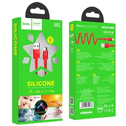 USB Cable Hoco U82 Cool Grace MicroUSB Red 1m - мініатюра 3