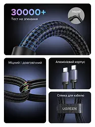 Кабель UGREEN L528 USB-C - USB-C PD 100 Вт 0,5 м темно-сірий (65831) - мініатюра 3
