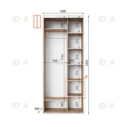 Шафа-купе Idea серія 1 100 x 60 x 240 см Дуб сонома - мініатюра 2