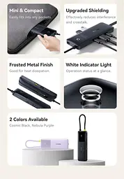 Хаб-адаптер Baseus Dual Fast Charging 6-in-1 Hub Usb-C to HDMI 4K + 2xUsb-A + 3xUsb-C - мініатюра 5