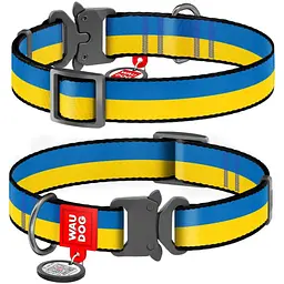 Нашийник для собак Waudog Nylon Colors of freedom, з QR паспортом, металева пряжка-фастекс, L, 31-49х2,5 см - мініатюра 3