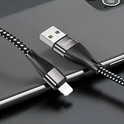 Кабель Hoco X57 Pisces Cable USB to Lightning 2,4A 1m Black - мініатюра 2