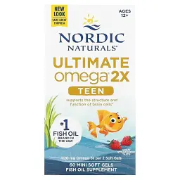 Омега для підлітків Nordic Naturals Ultimate Omega 2X Teen зі смаком полуниці 60 міні капсул - мініатюра 2