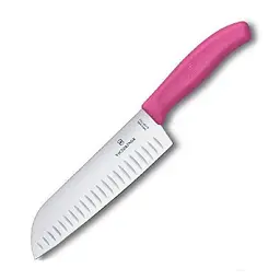 Кухонний ніж Victorinox SwissClassic Santoku лезо 17см ріфл. з рож. ручкою (блістер) - мініатюра 2