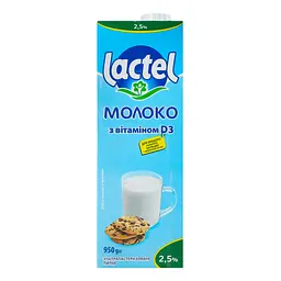 Молоко Lactel питне ультрапастеризоване з вітаміном D3 2.5% жиру 950 г - мініатюра 2