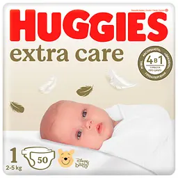 Підгузки Huggies Extra Care розмір 1 (2-5 кг) 50 шт. (5029053564883)