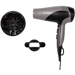 Фен Remington Ionic Dry, 2200Вт, 3 режими, дифузор, турмалінова іоніз-я, хол. обдув, сіро-чорний - мініатюра 3