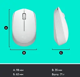 Миша комп'ютерна Logitech M171 Wireless Mouse, White (910-006867) (6857590) - мініатюра 8