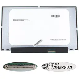 Матриця 13.3" B133HAK02.3 touch 1920х1080, 40pineDP LED, SLIM без планок і вушок, матова, роз'єм справа внизу для ноутбука