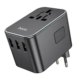 Мережевий зарядний пристрій Hoco AC19 3 USB/2 Type-C PD 35W чорний - мініатюра 4