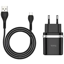 Сітчасте зарядне пристрій Hoco C12Q (1USB, 3А) QC3.0 Чорний (S23991) + кабель Type-C