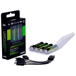 Акумулятор Verico AA USB Type-C 1700mAh 1.5V Li-ion * 4 (LoopEnergy) (1UDBT-A1WEAC-NN) - мініатюра 3