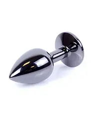 Анальна пробка - Jewellery Dark Silver Plug Clear - мініатюра 4