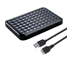 Кишеня Dynamode зовн.для 2.5" SATA/SSD HDD - USB 3.0, безгвинт. засувне кріплення, пластикова чорна