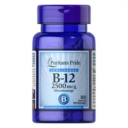 Вітаміни та мінерали Puritan's Pride Vitamin B-12 2500 mcg Sublingual, 100 мікро льодяників