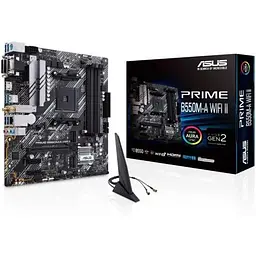 Материнська плата Asus Prime AM4 (B550) B550 WIFI II, B550, 4xDDR4, Int.Video(CPU), 4xSATA3, 2xM.2, 1xPCI-E 16x 4.0, 2xPCI-E 1x 3.0, ALC 5.2, 7xUSB3.2/2xUSB2.0, VGA/DVI-D/HDMI, MicroATX - мініатюра 2