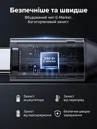 Кабель UGREEN L536 USB-C - USB-C кутовий 90° PD 3.1 240 Вт 1 м чорний (85225) - мініатюра 10