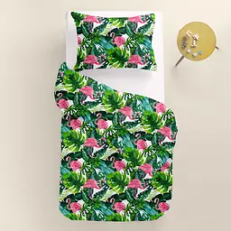Дитяча постіль Cosas Tropical Flamingo без простирадла 110х140 см (FlamingoPalmGreen_140_2) - мініатюра 2