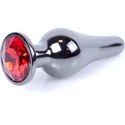 Анальна пробка Boss Of Toys Boss Series - Jewellery Dark Silver Butt Plug Red, BS6400055, Срібний / Червоний