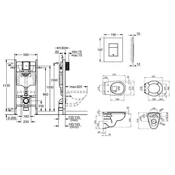 Комплект 4 в 1: Інсталяція Grohe Rapid SL 38840000 з панеллю змиву Even 38966000 + унітаз A534UF Rimless з сидінням Slim Soft Close дюропласт (UA38840966A) - мініатюра 2