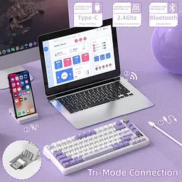 Клавіатура Attack Shark X85 Pro RGB Linear Blueberry Switches Wireless Lavender (AS-6972792471105-L) [166722] - мініатюра 4