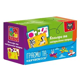 Пазли "Знайди пару. Кольори та забарвлення тварин" Vladi Toys VT5003-02