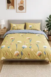 Комплект постільної білизни Ecotton Євро 210х220 см гірчичний Кульбаби (21211А) (23754)