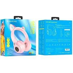 Навушники Borofone Cat ear BT headphones BO18 рожеві - мініатюра 4