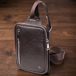 Чоловіча прямокутна сумка бананка з гладкої натуральної шкіри GRANDE PELLE 22880 коричнева - мініатюра 1