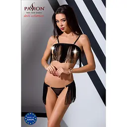 Комплект білизни Passion Exclusive KASSANDRA SET OpenBra 2XL/3XL black, ліф, трусики-спідниця - мініатюра 4